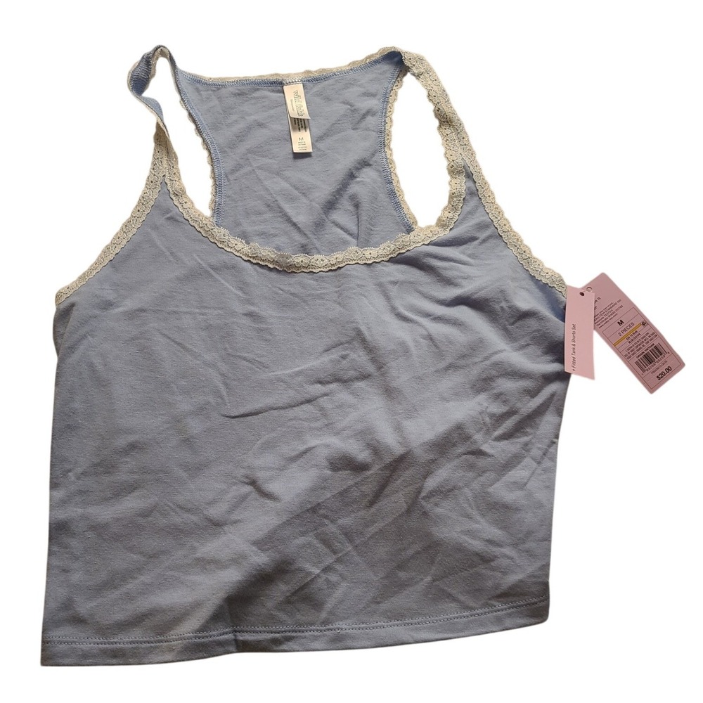 Wild Fable‎ Light Blue Lace Trim Pajama Tank Top Racerback Sleepwear Size M NWT